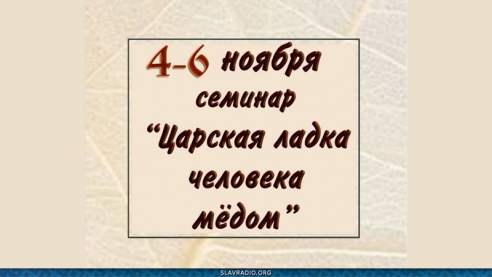 Семинар - Царская ладка человека мёдом. 4-6 ноября 2021